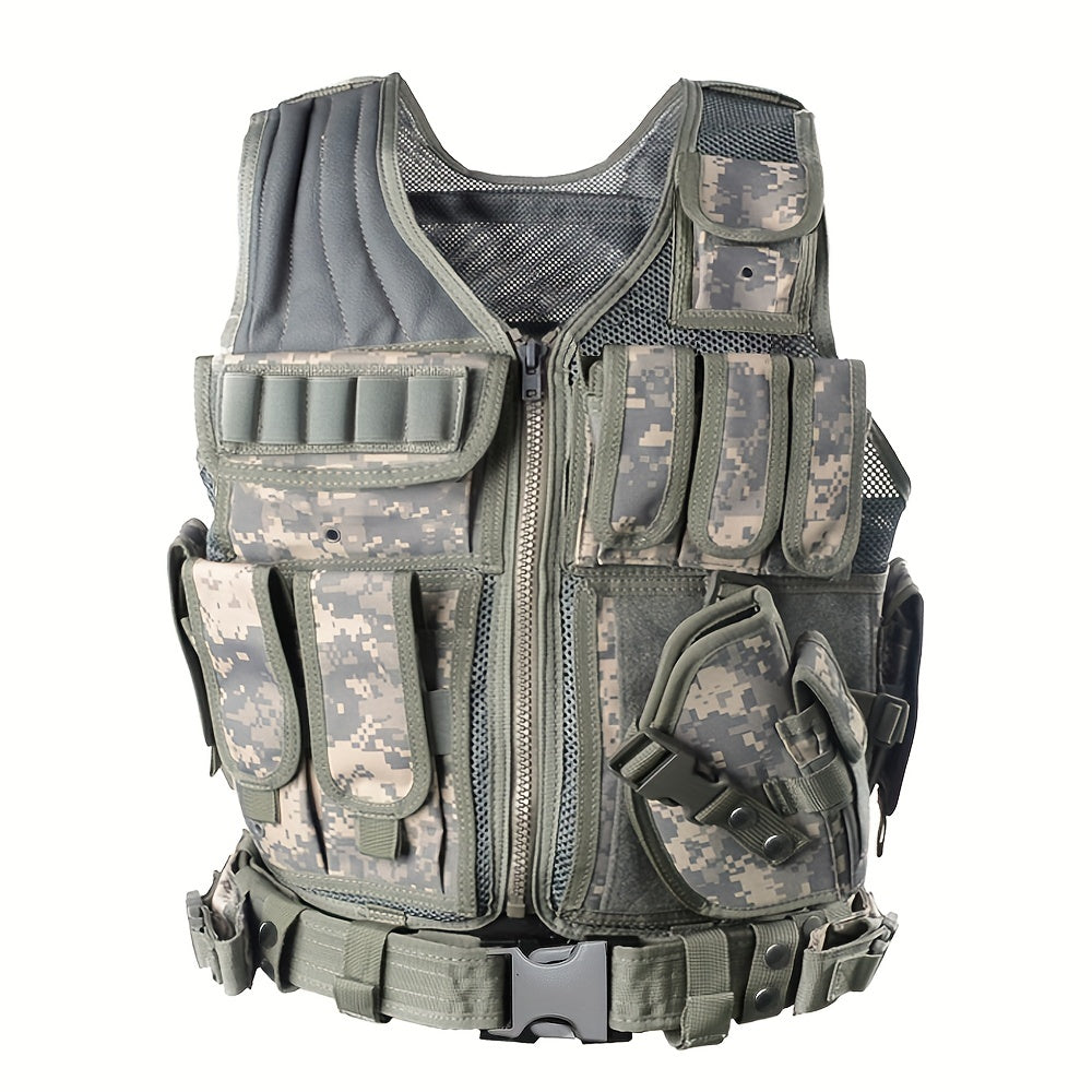 Unisex Taktische Mesh-Weste – Verstellbares Holster & Abnehmbarer Gürtel