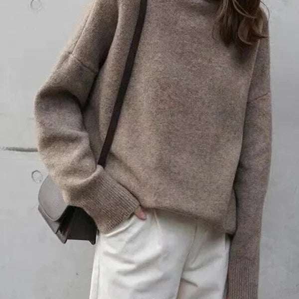 Women's knitted sweater - turtleneck with oversized fit