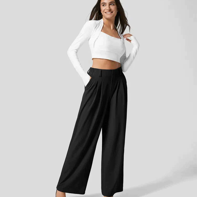 Damen Plissee Arbeitshose - Weites Bein & High-Waisted