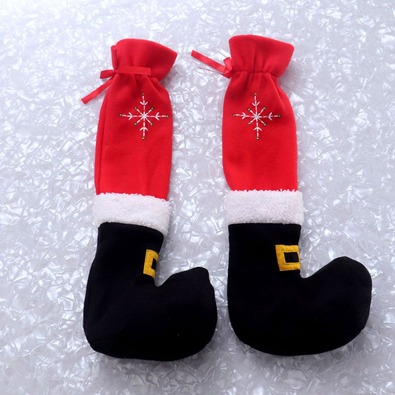 Juego de 4 Cubiertas para Patas de Silla Navideñas – Decoración Botas de Papá Noel para Sillas