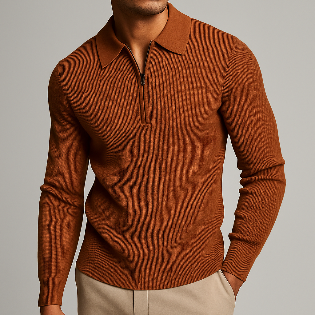 Herren Strickpullover - Quarter Zip & Taillierte Passform