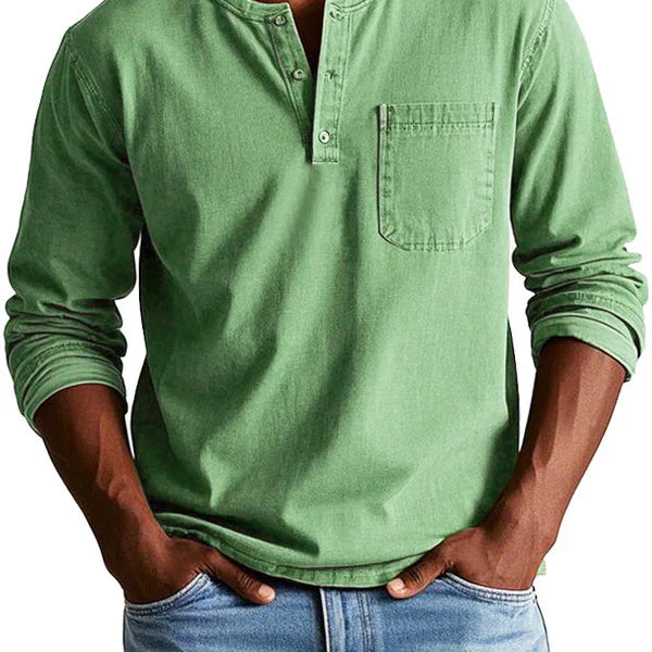 Herren Henley-Hemd - Langarm mit Knopfleiste