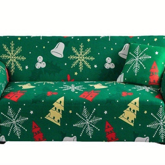 Funda para sofá de Navidad - Diseño de Papá Noel y Muñeco de Nieve