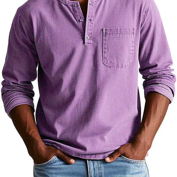 Herren Henley-Hemd - Langarm mit Knopfleiste
