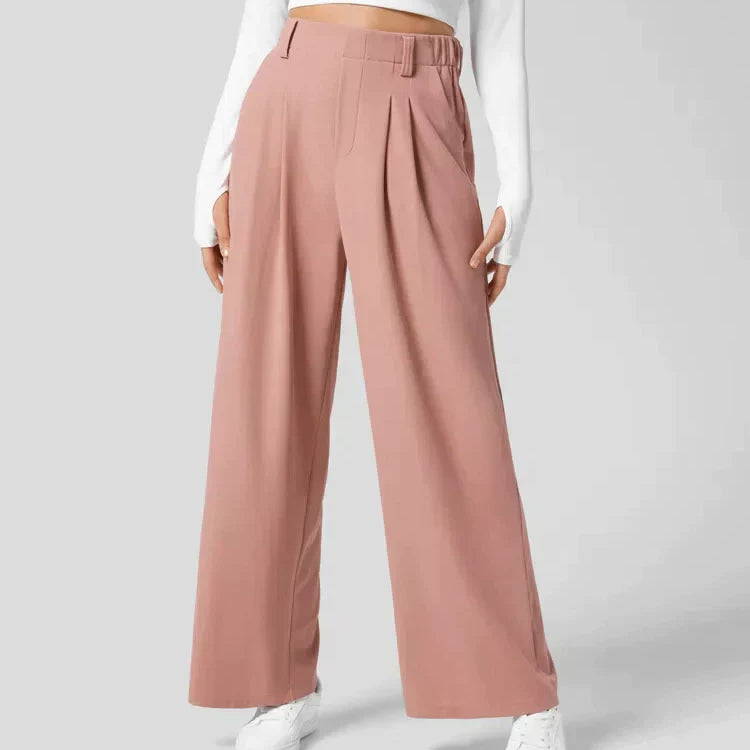 Damen Plissee Arbeitshose - Weites Bein & High-Waisted