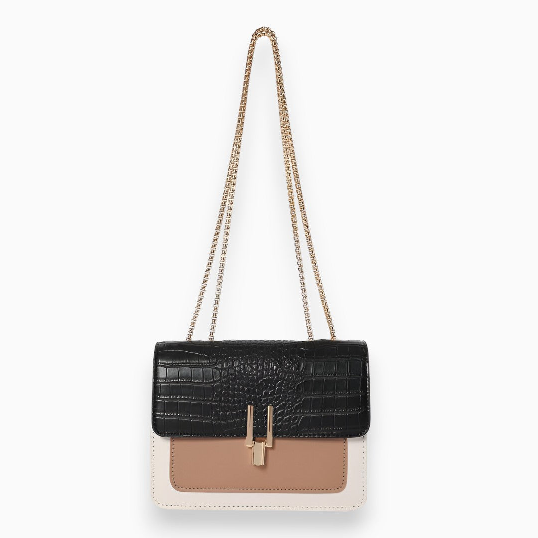 Damen Handtasche mit Krokodilmuster – Quadratisches Klappdesign