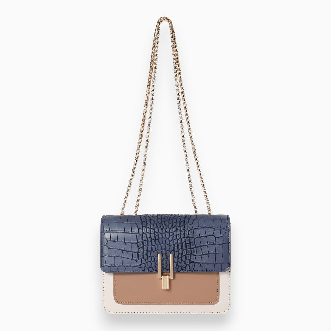 Damen Handtasche mit Krokodilmuster – Quadratisches Klappdesign