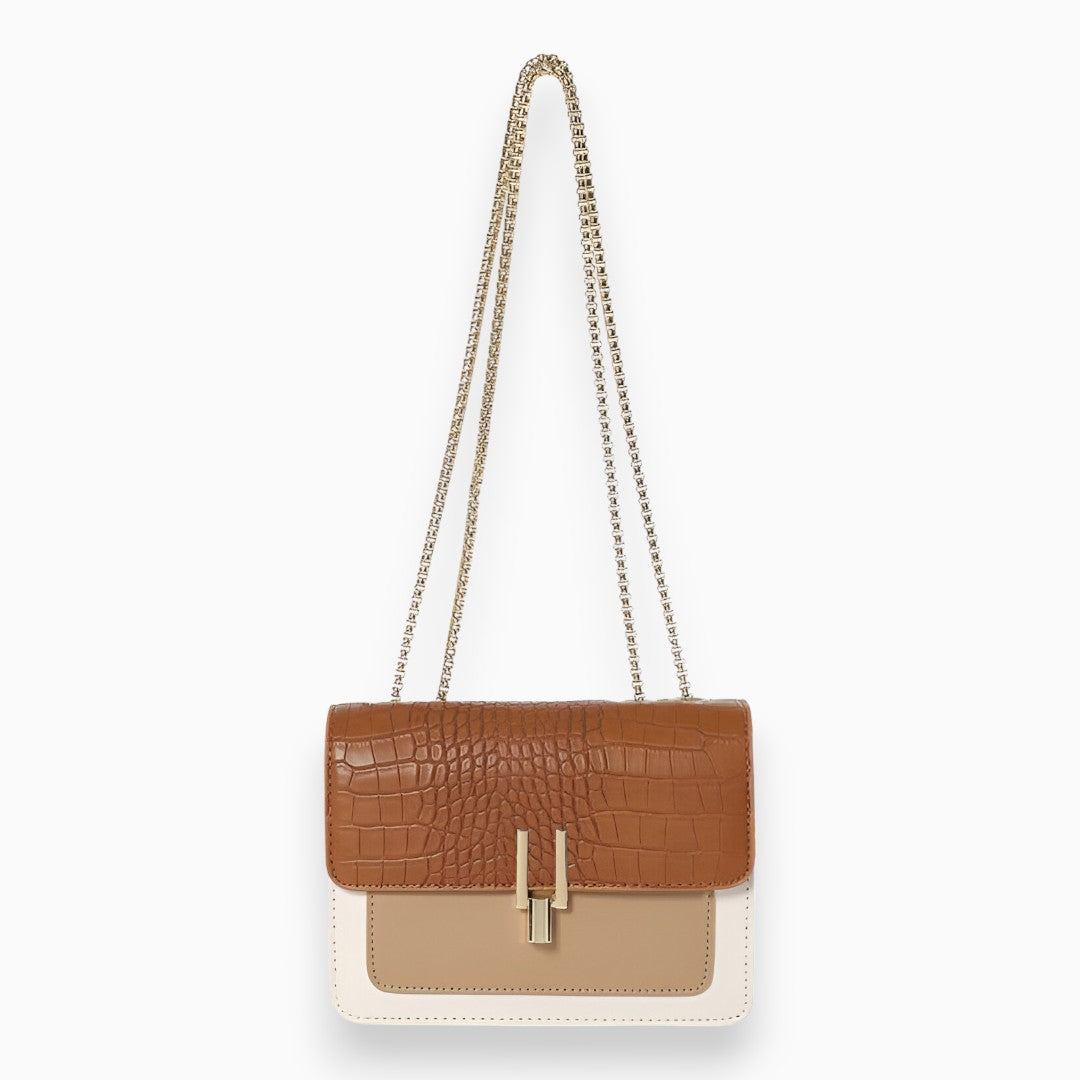 Damen Handtasche mit Krokodilmuster – Quadratisches Klappdesign