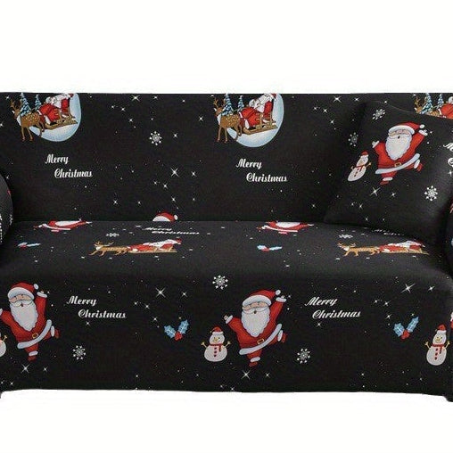 Funda para sofá de Navidad - Diseño de Papá Noel y Muñeco de Nieve