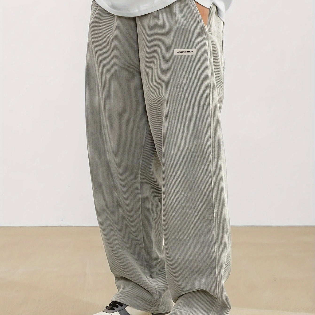 Men's Wide Leg Corduroy Pants – With Elastic Waistband