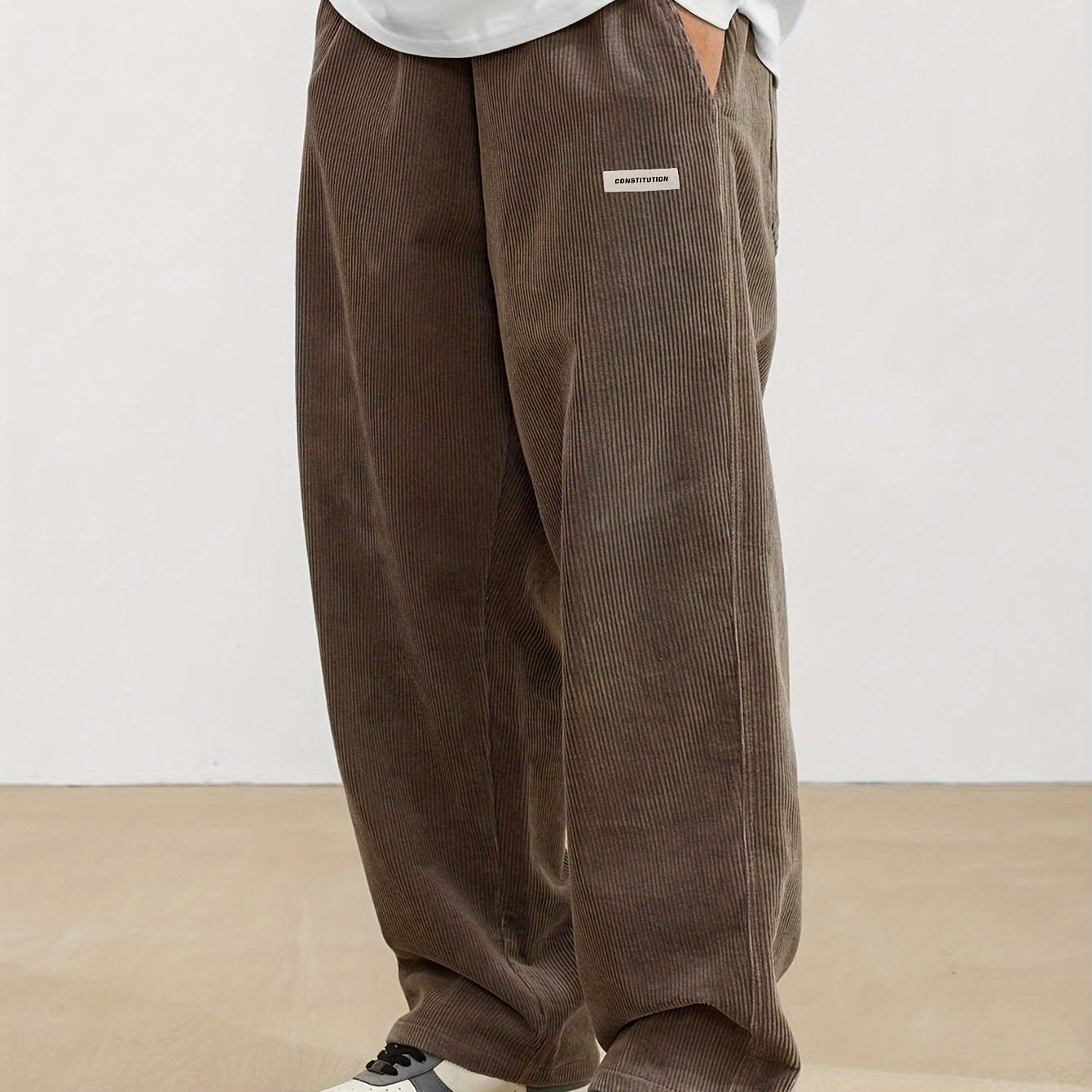 Men's Wide Leg Corduroy Pants – With Elastic Waistband