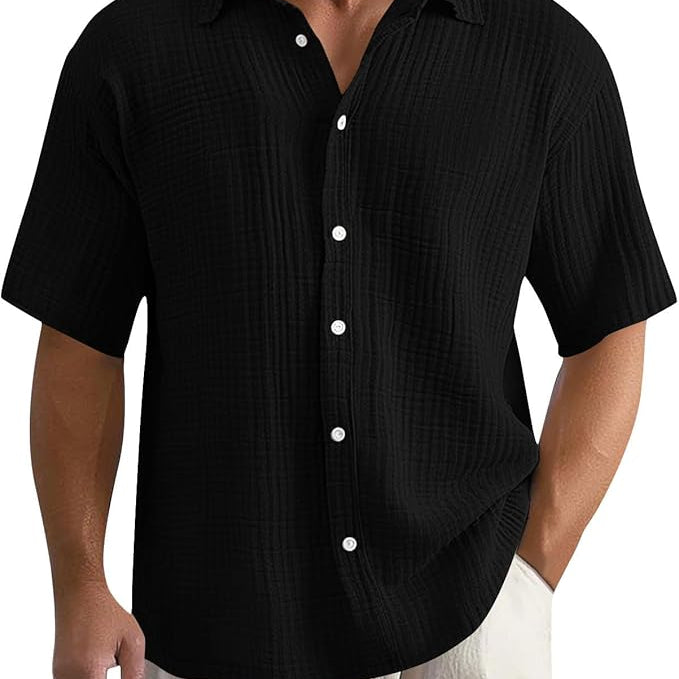 Herren Strickhemd - Relaxte Passform mit Waffelstruktur