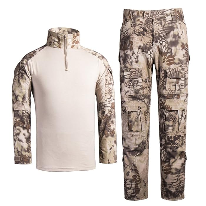 Conjunto táctico de camuflaje desértico para hombre – Camisa de manga larga y pantalón cargo