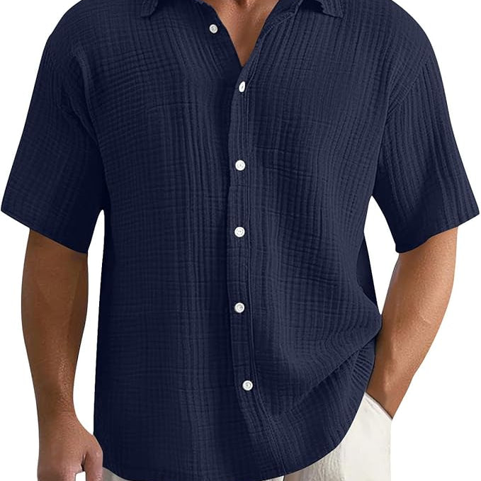 Herren Strickhemd - Relaxte Passform mit Waffelstruktur