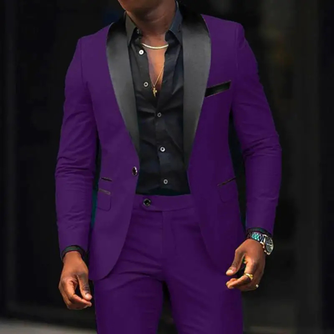 Men's 2-Piece Suit Set - Slim Fit with Black Shawl Lapel