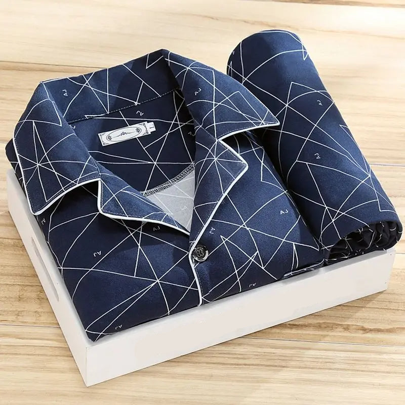 Herren Bedruckter Pyjama Set - Lockere Passform Loungewear