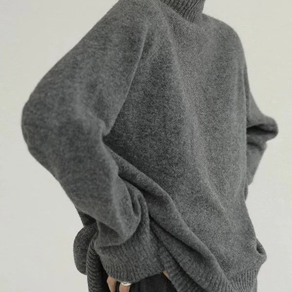 Women's knitted sweater - turtleneck with oversized fit
