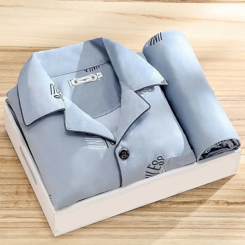 Herren Bedruckter Pyjama Set - Lockere Passform Loungewear