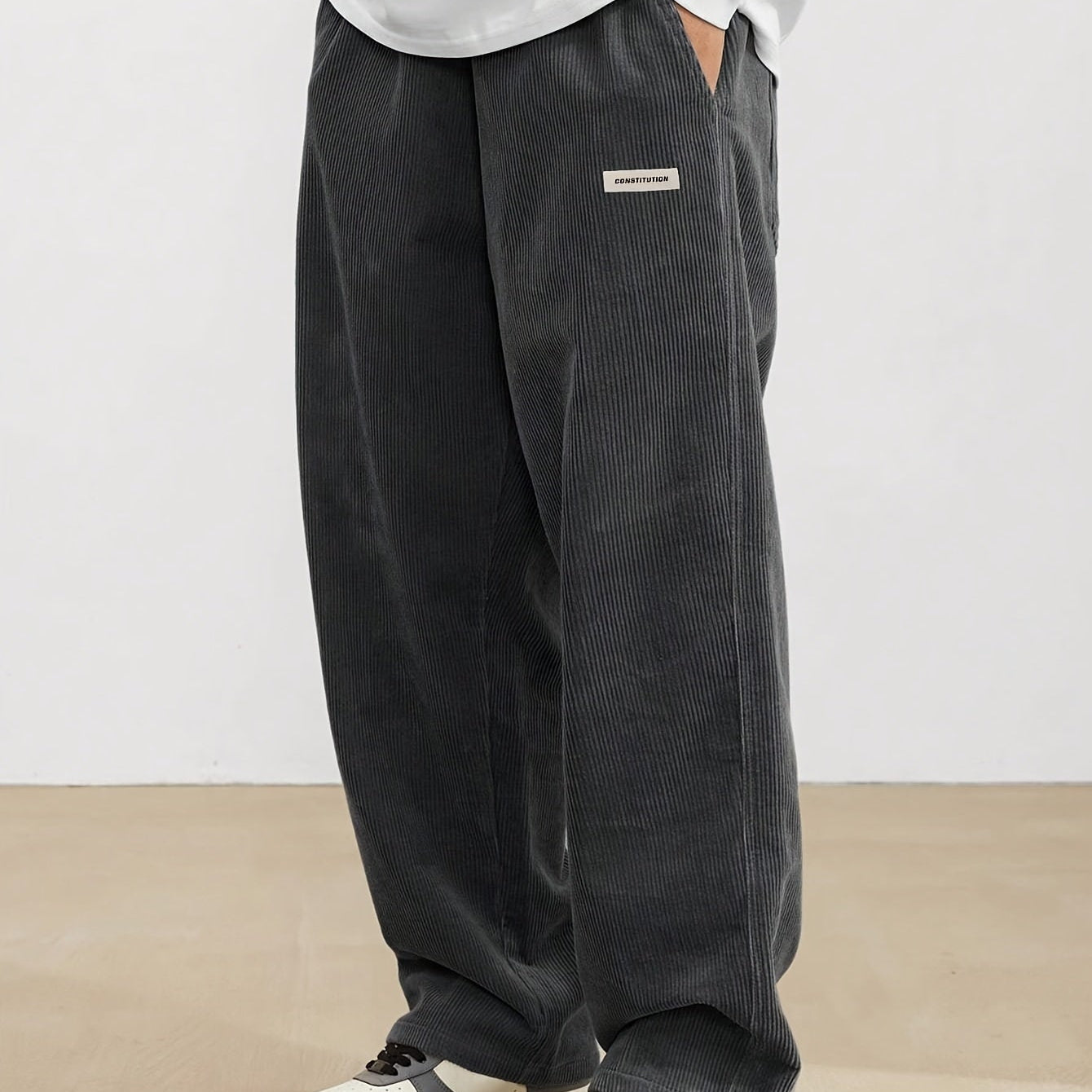 Men's Wide Leg Corduroy Pants – With Elastic Waistband