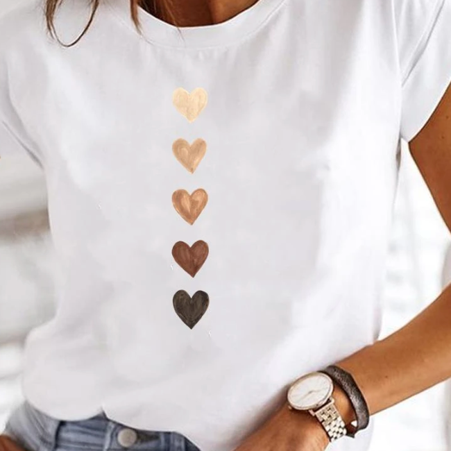 T-Shirt Bianca da Donna - Stampa Minimalista con Girocollo