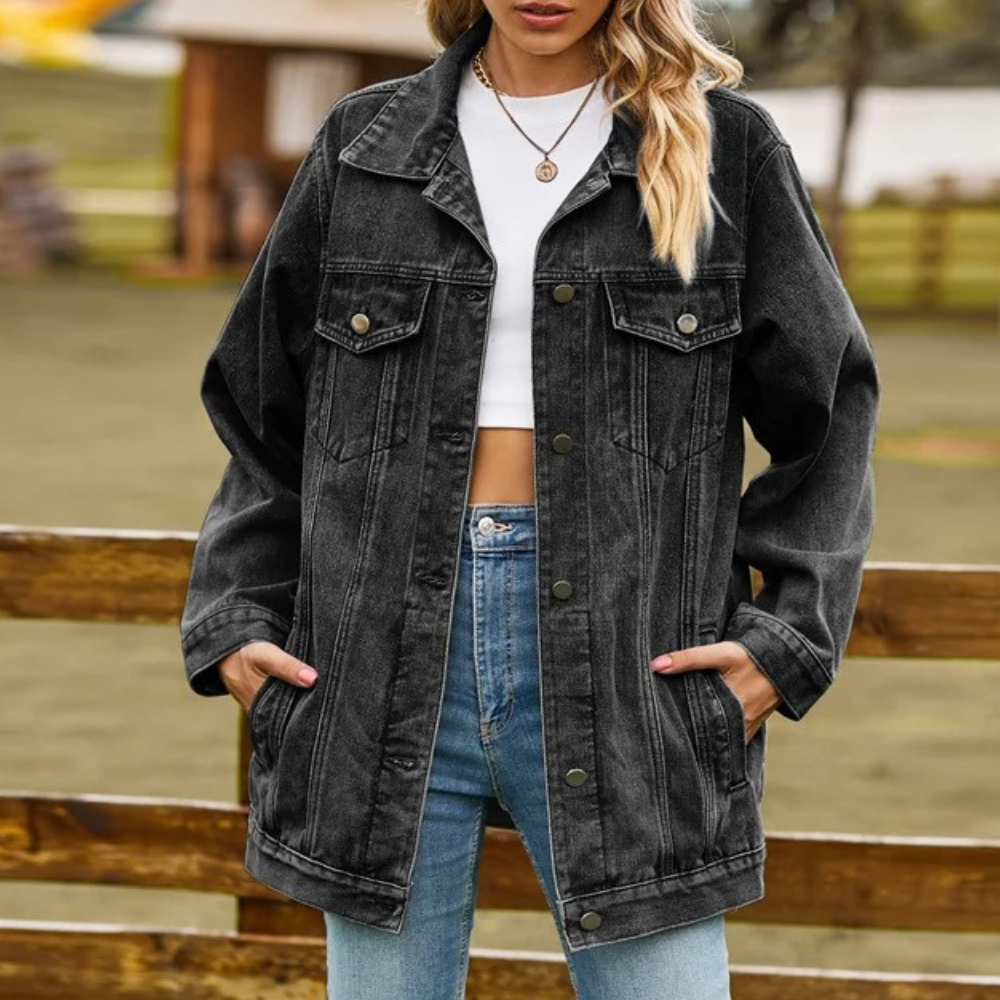Damen Oversized Jeansjacke - Klassischer Vintage-Stil