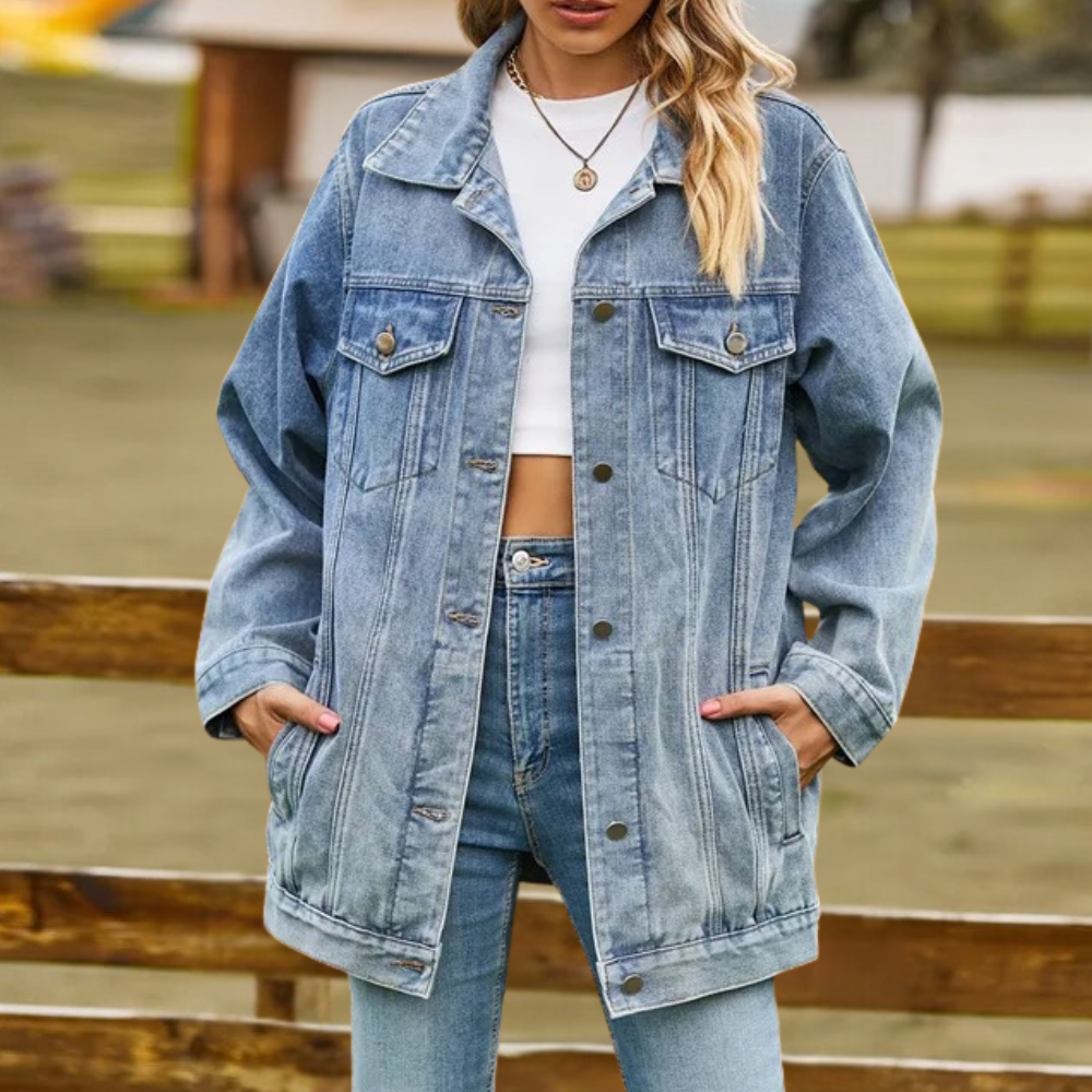 Damen Oversized Jeansjacke - Klassischer Vintage-Stil