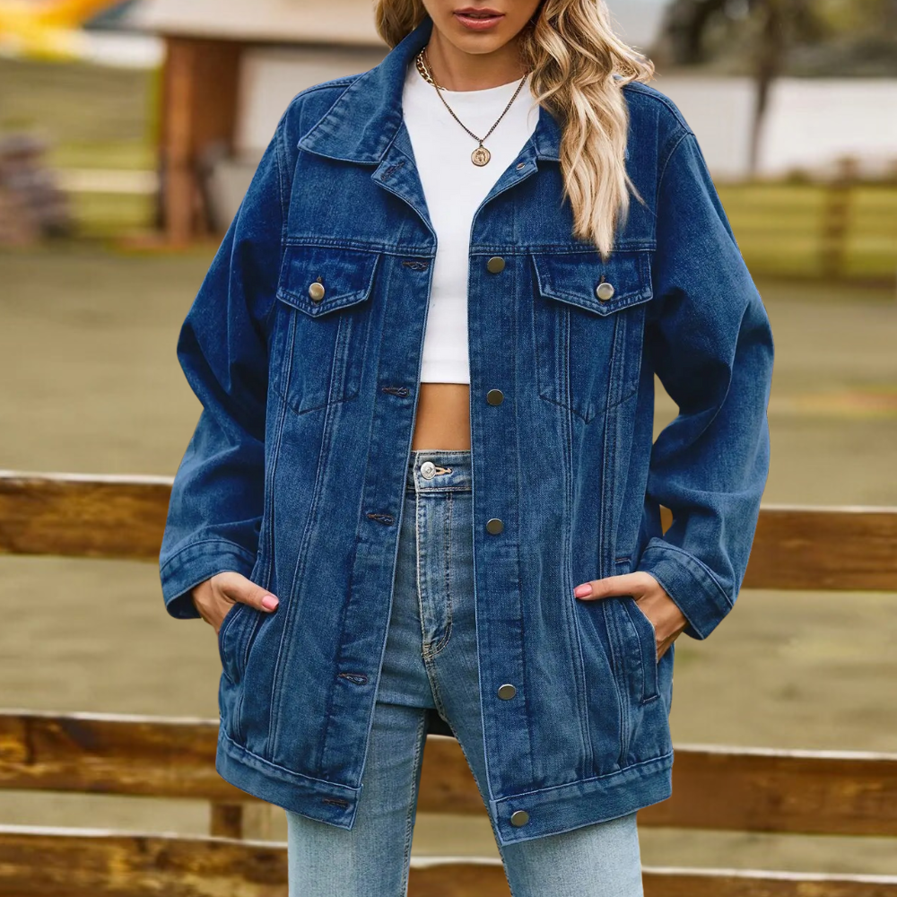 Damen Oversized Jeansjacke - Klassischer Vintage-Stil