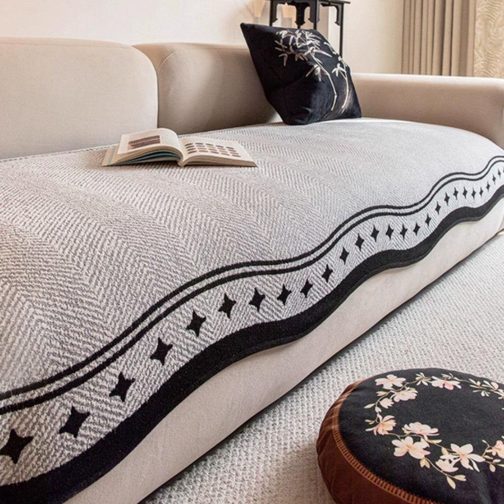 Strick-Sofabezug - Wellenkante & Anti-Rutsch