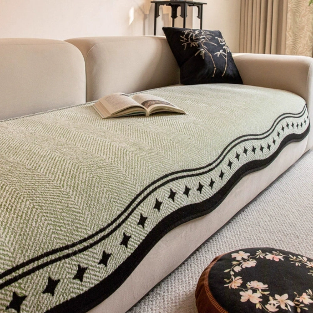 Strick-Sofabezug - Wellenkante & Anti-Rutsch