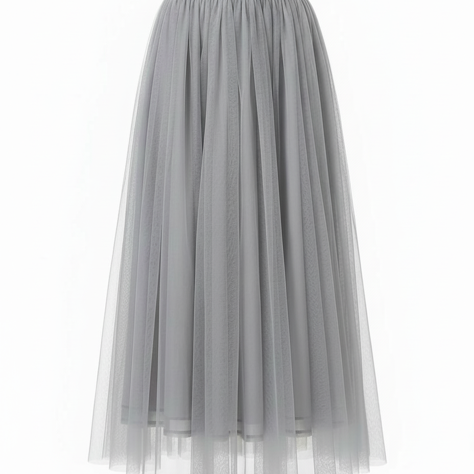 Damen Tüll Midirock - Hohe Taille mit elastischem Bund
