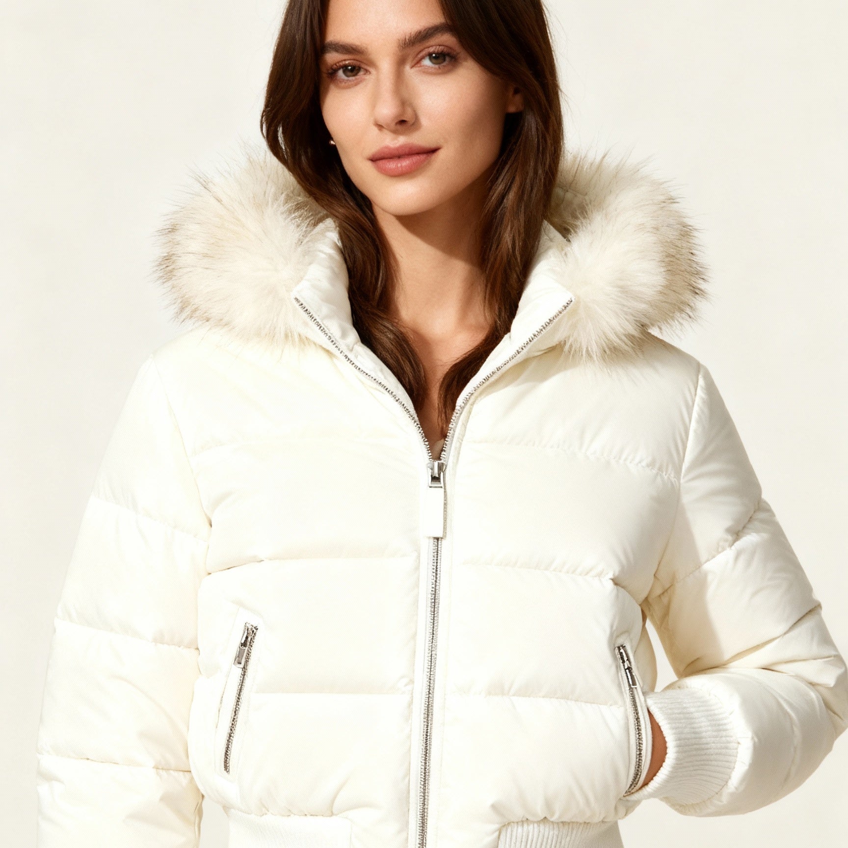 Damen Winter Parka Jacke - Abnehmbare Kapuze & Elastische Bündchen