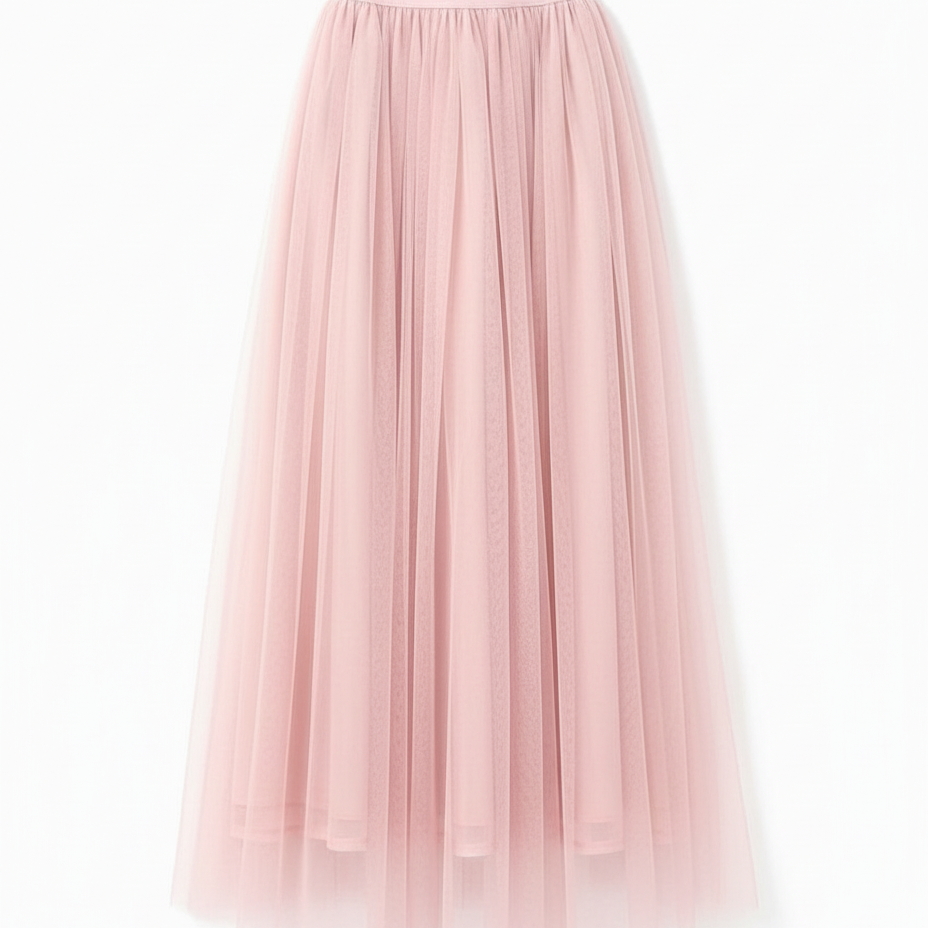 Damen Tüll Midirock - Hohe Taille mit elastischem Bund