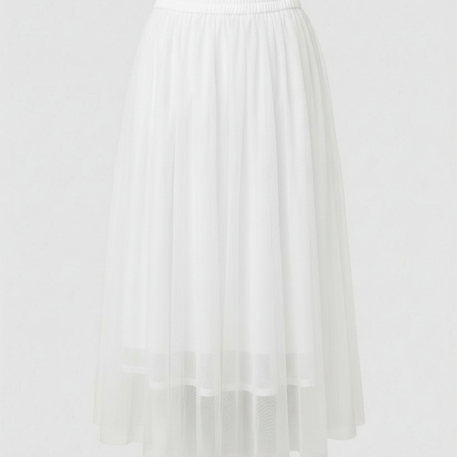 Damen Tüll Midirock - Hohe Taille mit elastischem Bund