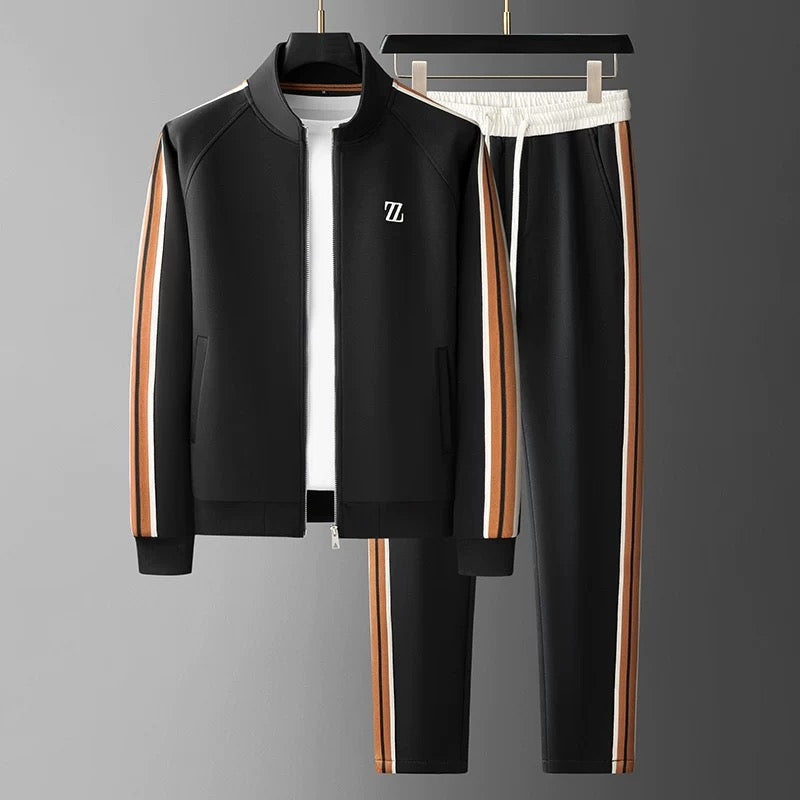 Herren Gestreifter Trainingsanzug - Reißverschluss-Jacke & Jogginghose