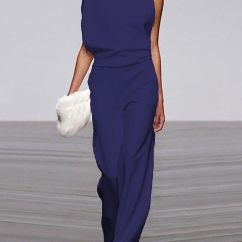 Damen Ärmelloser Jumpsuit - Stehkragen & Weites Bein