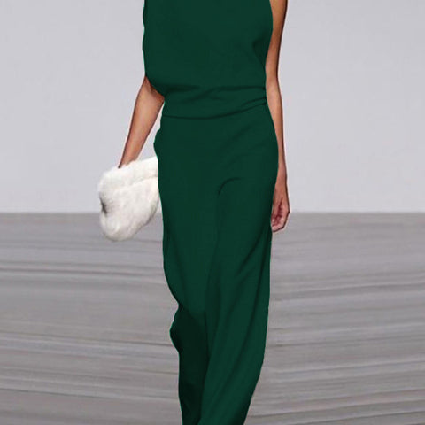 Damen Ärmelloser Jumpsuit - Stehkragen & Weites Bein
