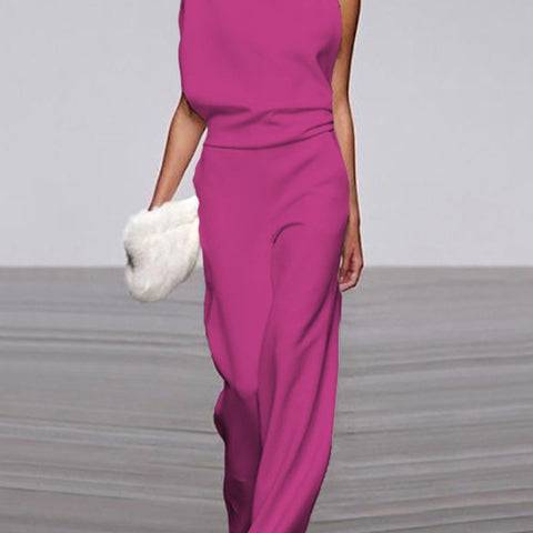 Damen Ärmelloser Jumpsuit - Stehkragen & Weites Bein