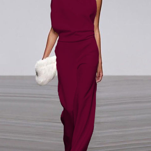 Damen Ärmelloser Jumpsuit - Stehkragen & Weites Bein