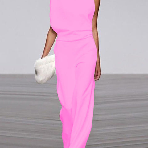 Damen Ärmelloser Jumpsuit - Stehkragen & Weites Bein