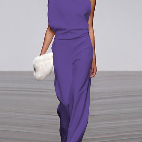 Damen Ärmelloser Jumpsuit - Stehkragen & Weites Bein