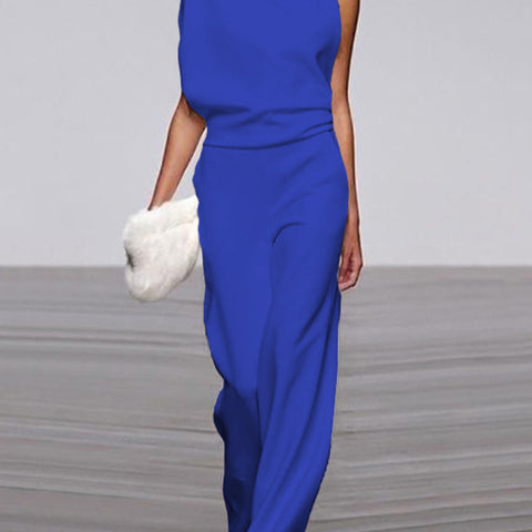 Damen Ärmelloser Jumpsuit - Stehkragen & Weites Bein