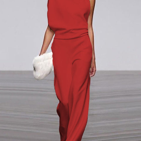 Damen Ärmelloser Jumpsuit - Stehkragen & Weites Bein