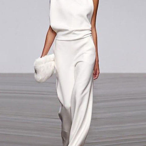 Damen Ärmelloser Jumpsuit - Stehkragen & Weites Bein