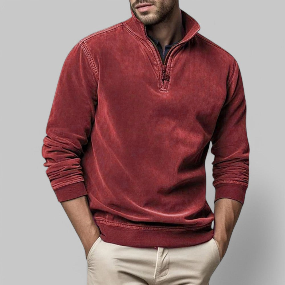 Herren Warmer Pullover - Stehkragen mit Quarter-Zip