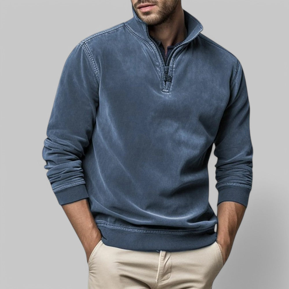Herren Warmer Pullover - Stehkragen mit Quarter-Zip
