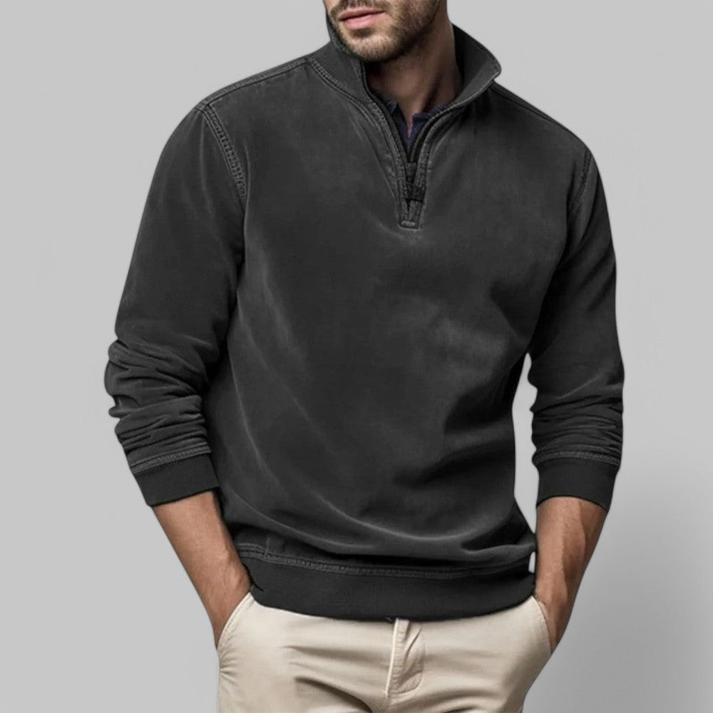 Herren Warmer Pullover - Stehkragen mit Quarter-Zip