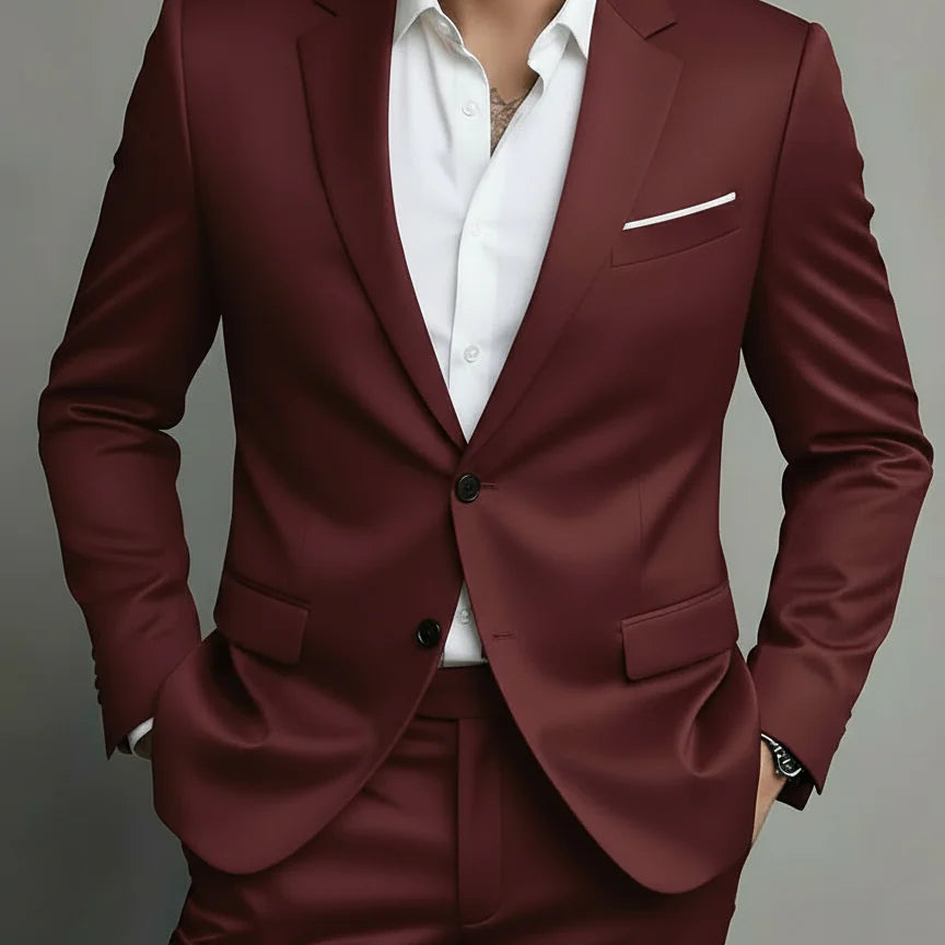 Herren Zweiteiliger Slim Fit Anzug – Tailliertes Sakko & Anzughose