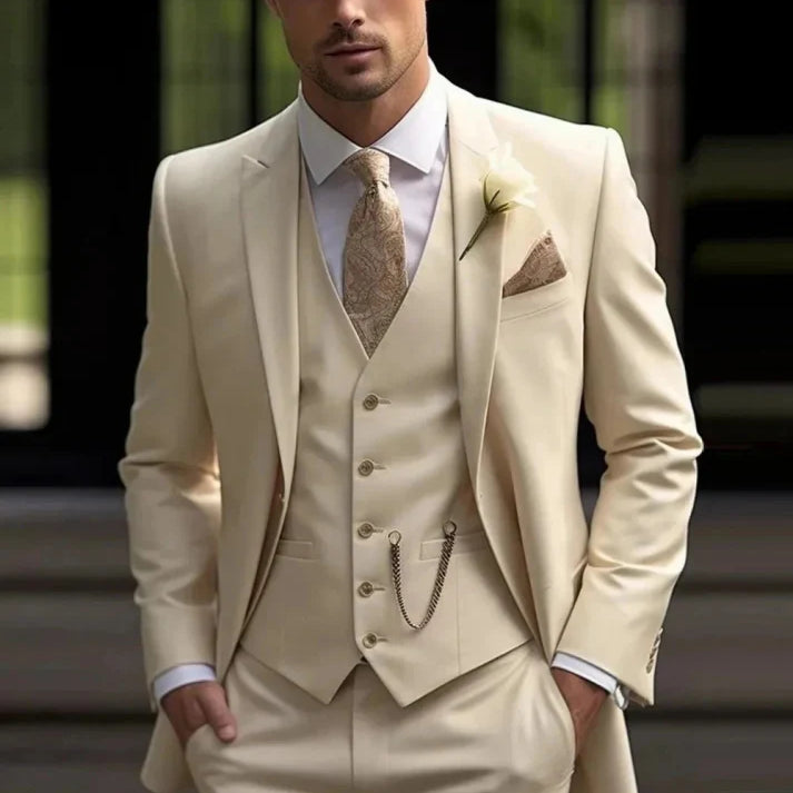 Herren 3-teiliges Hochzeitsanzug-Set - Jacke, Weste & Hose