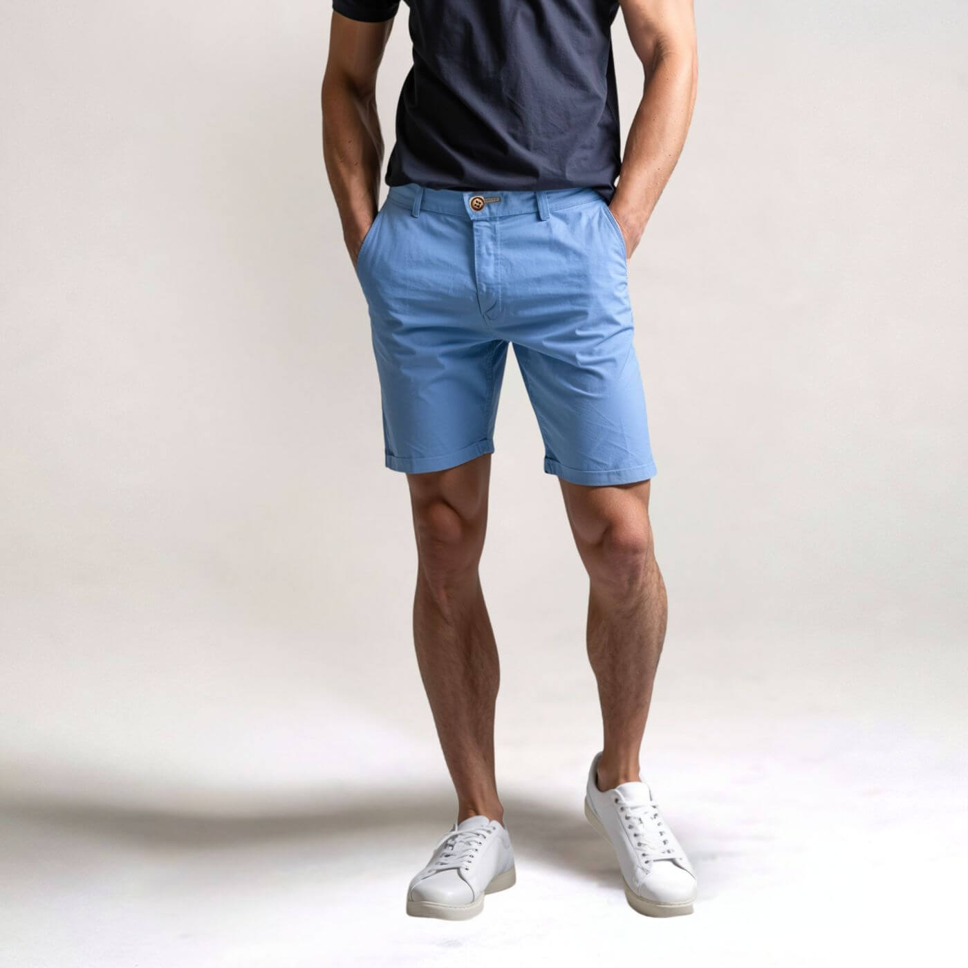 Herren Chino-Shorts - Slim Fit mit Knopfverschluss