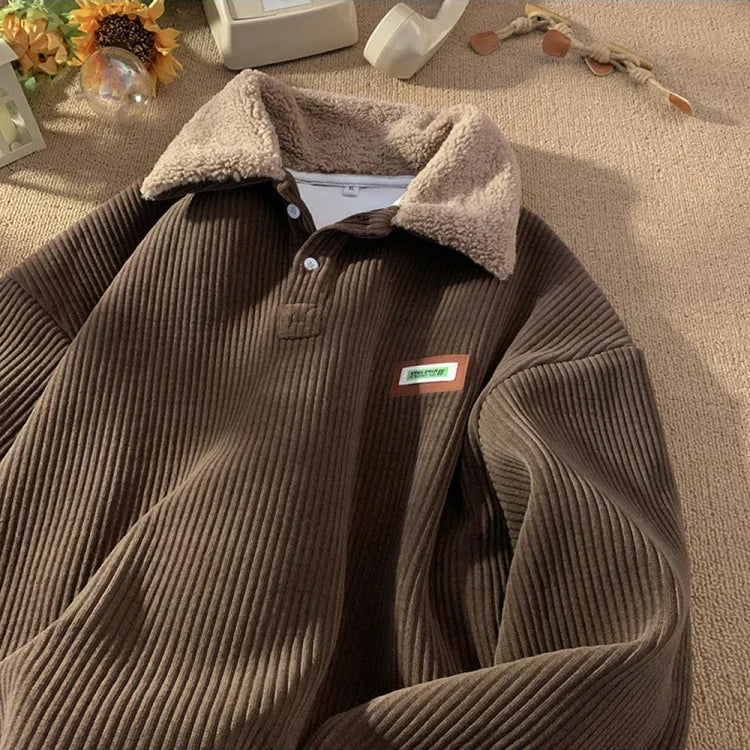 Herren Corduroy Pullover - Winter-Polo